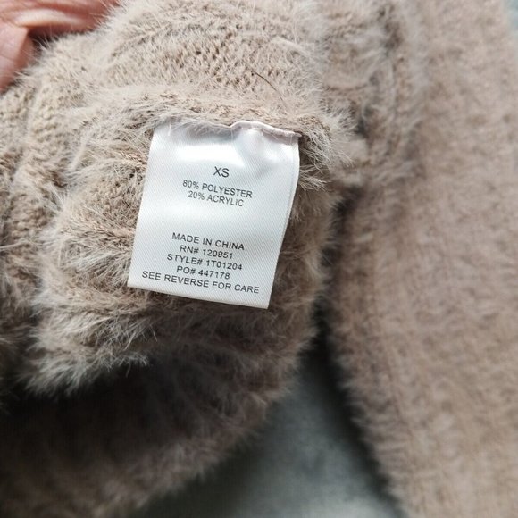 🍑PINK ROSE Women Sweater Fuzzy Cardigan Pullover Fall Solid Taupe Casual XS(0-2 - Picture 9 of 16